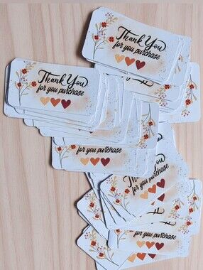 60 PCS Thank You Stickers — White, Cream & Brown Floral Design